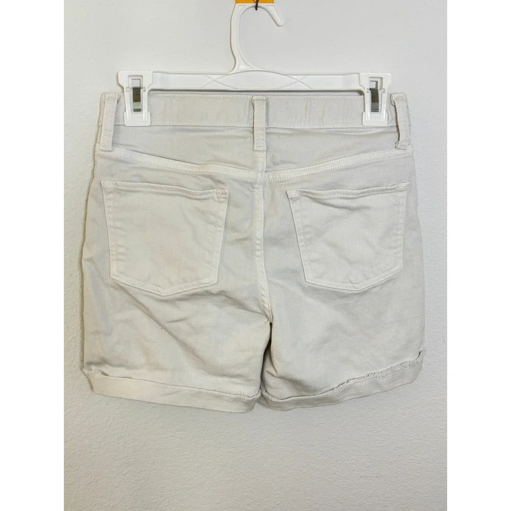 Old Navy Girls Size 14 High Rise Adjustable Waist Denim Shorts Off White Frayed